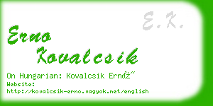 erno kovalcsik business card